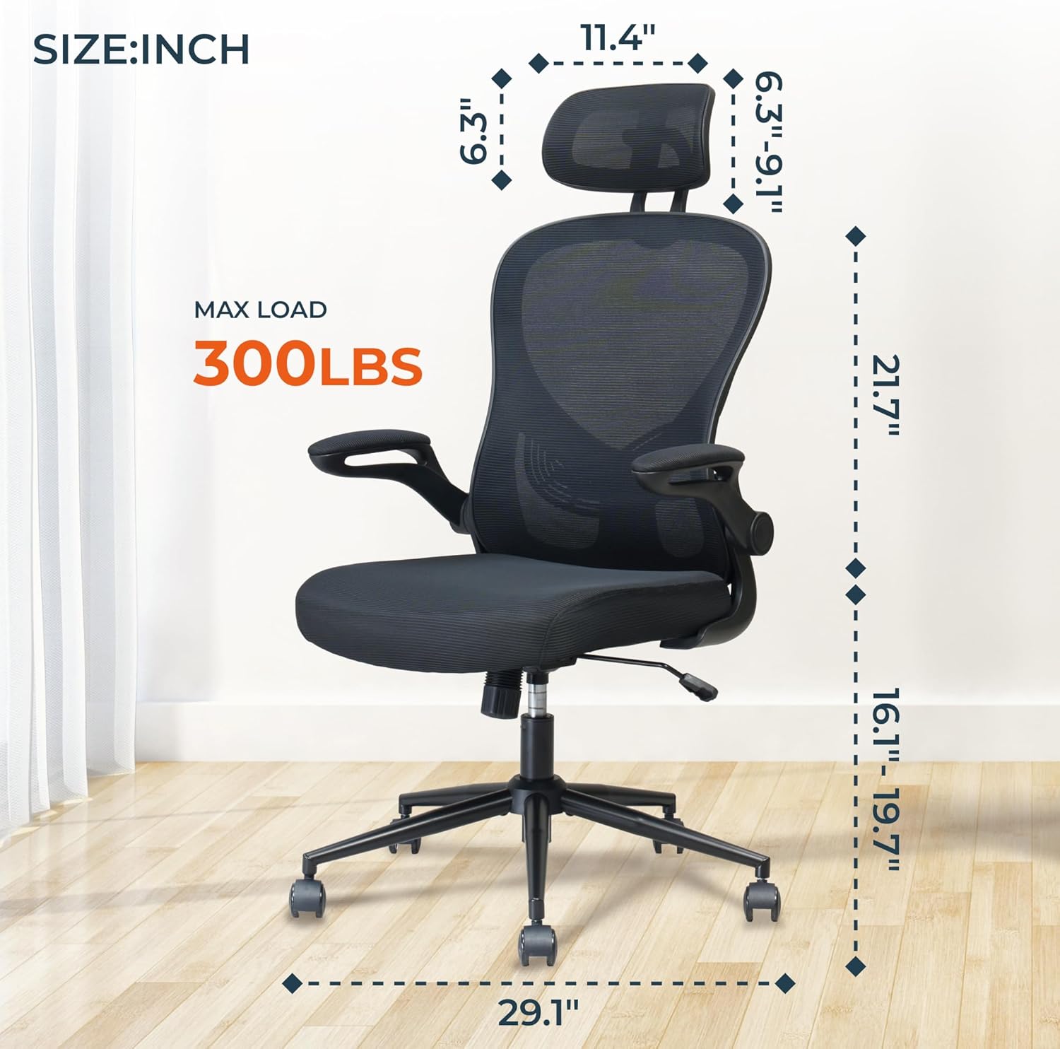 High Back Mesh Office Chair with Adjustable Lumbar Support S38386