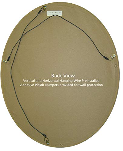 Oval Beveled Wall Mirror Linen White 20x24 R5689