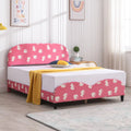 Pink Kids Twin Bed Frame with Upholstered Headboard and Footboard J9138