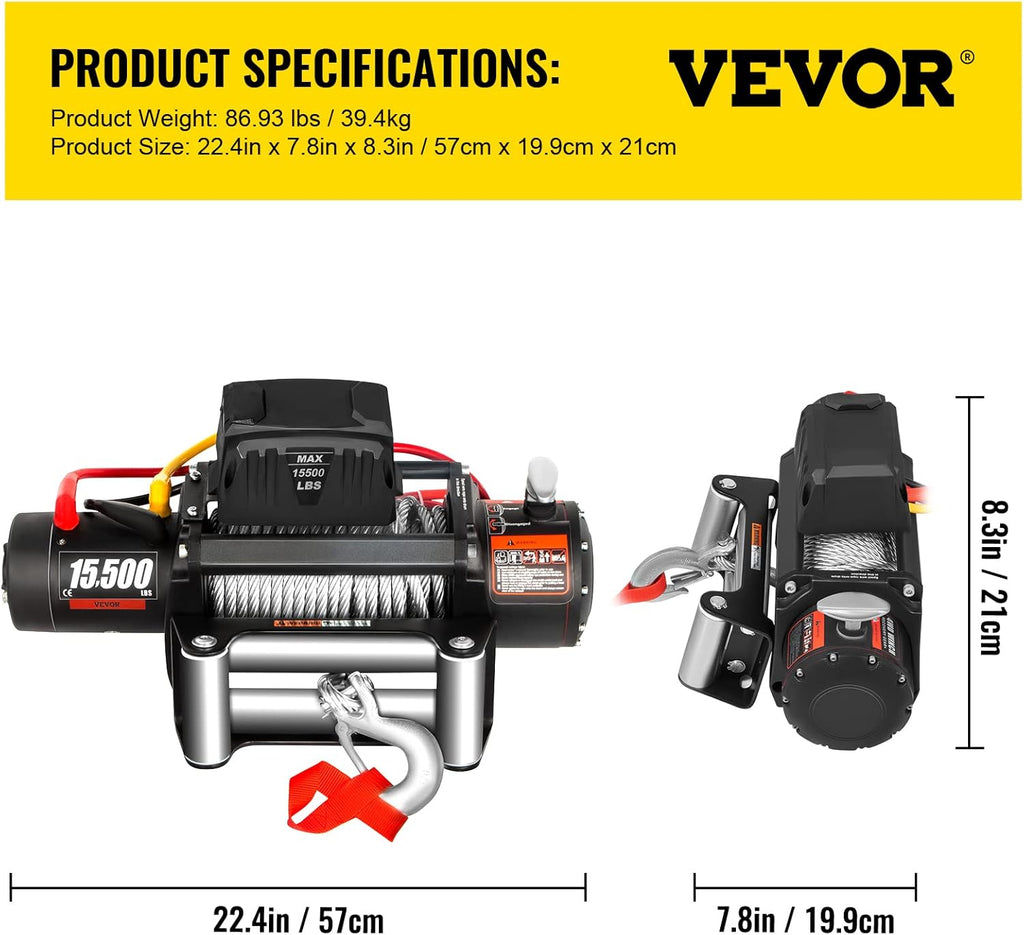 15500lb 12V Electric Winch with Wireless Remote Control K451071