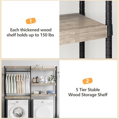 Over The Washer and Dryer Storage Shelf, Wood, 28" C608