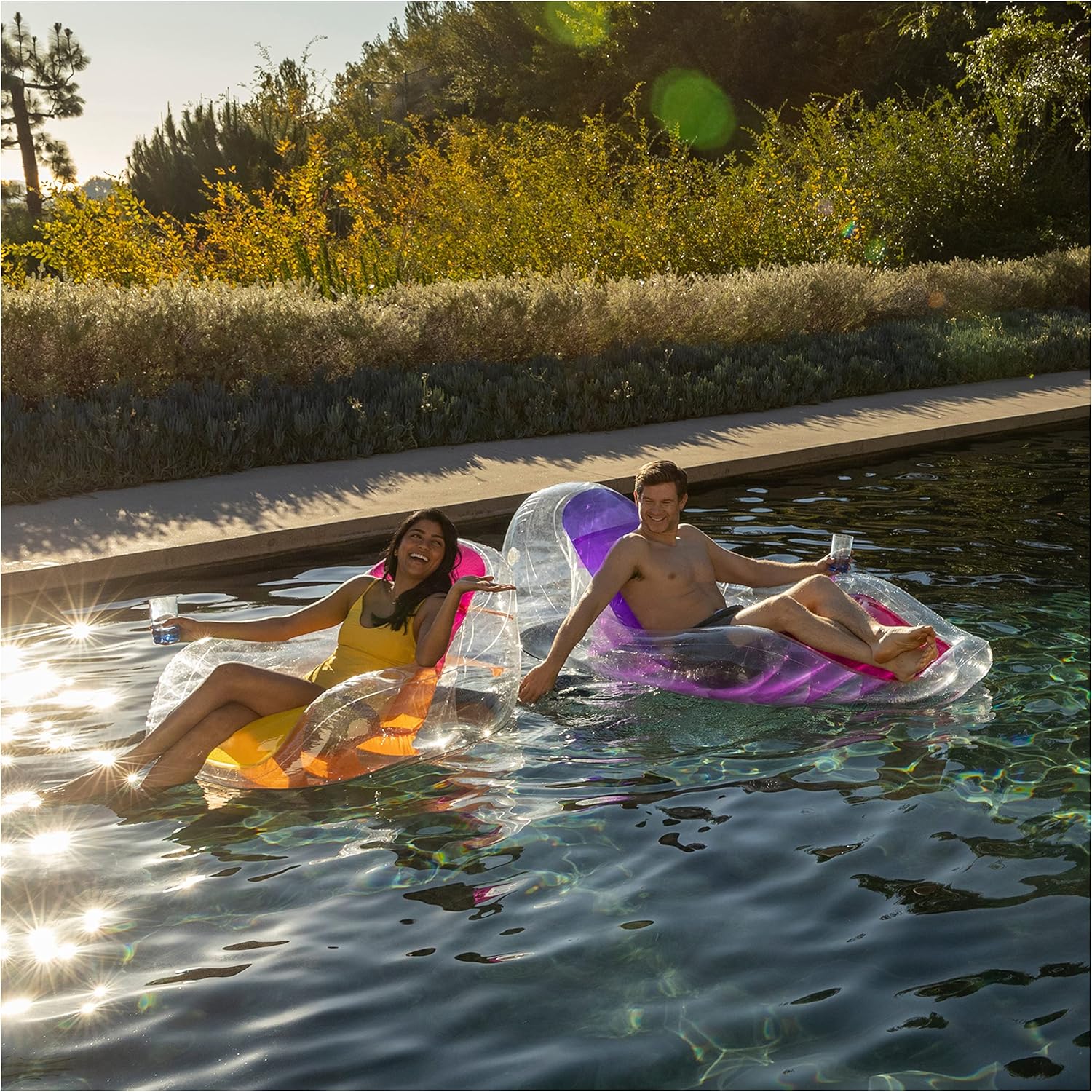 Translucent Inflatable Pool Float with Cup Holder C463