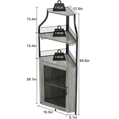 Black Corner Bar Cabinet with Detachable Wine Rack S26949