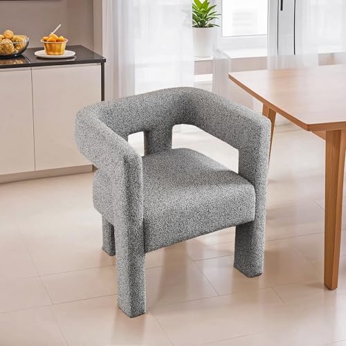 Blue Black Fabric Boucle Barrel Chair E91830