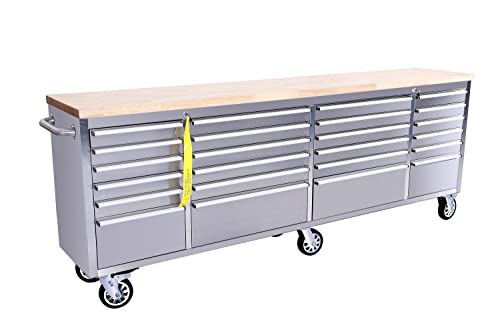 72-inch Tool Chest with 15 Drawers and Wheels, Rolling Tool Box with Wood Top N2256