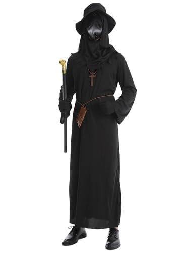 Plague Doctor Costume Set 8 in 1 Halloween Costumes Plague Doctor Mask Outfit U5879