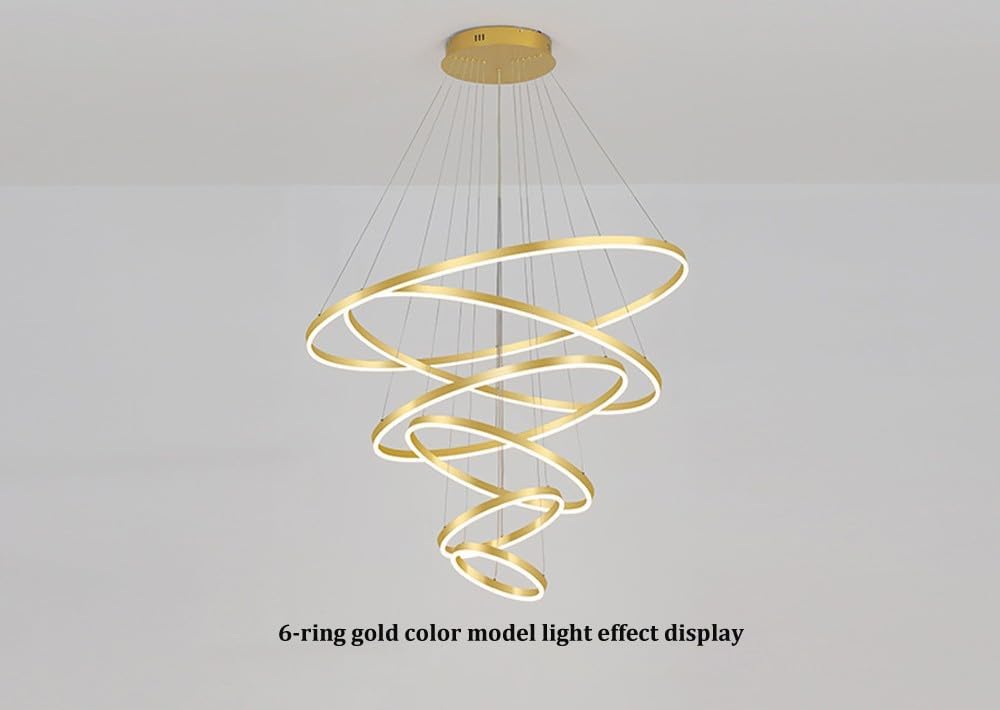 6 Rings Gold LED Chandelier with Remote Control K88675