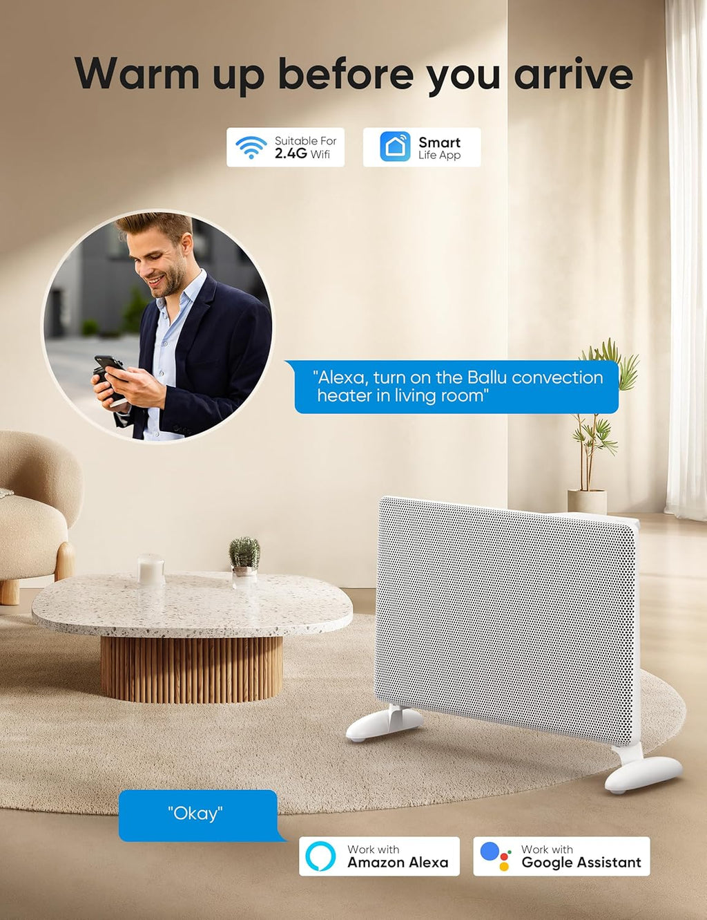1500W Panel Electric Heater with Digital Thermostat R65955