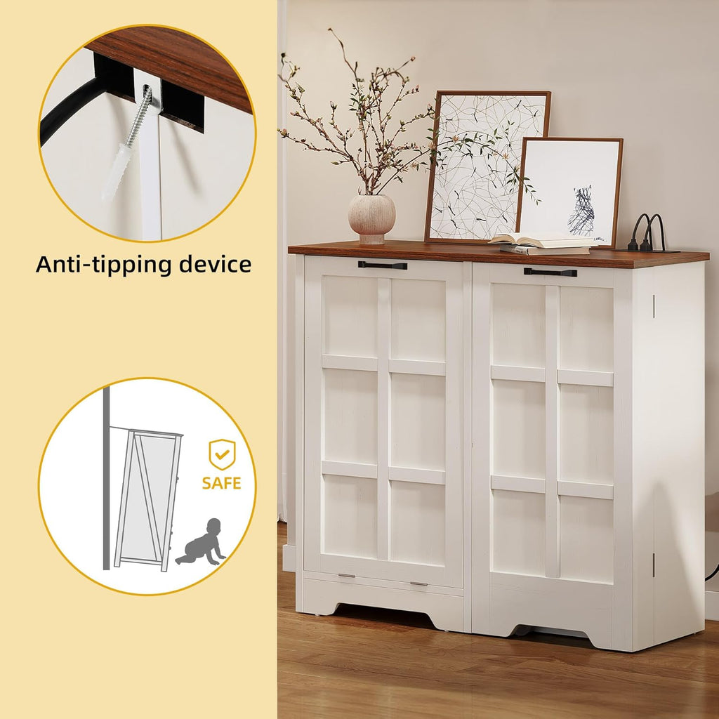 White Oak Tilt Out Trash Cabinet 13 Gallon L1000