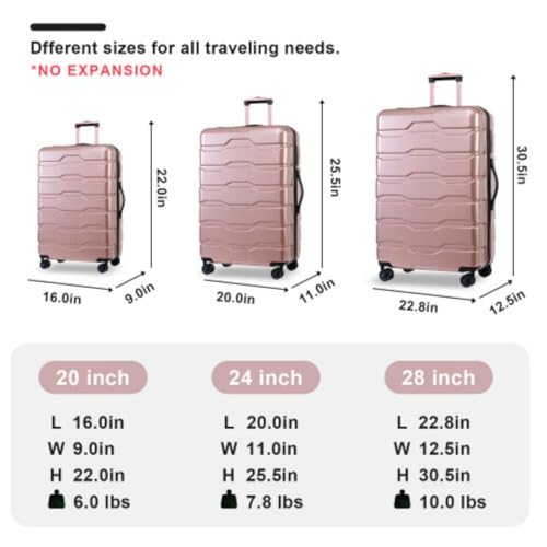 Purple Hard Shell 3 Piece Luggage Set with TSA Lock V89987