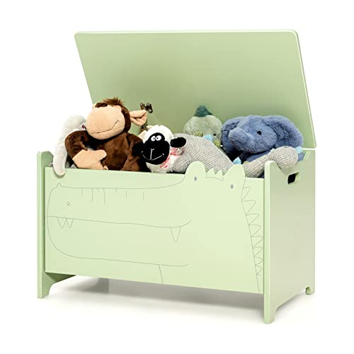 White Wooden Toy Box with Safety Hinge N87929