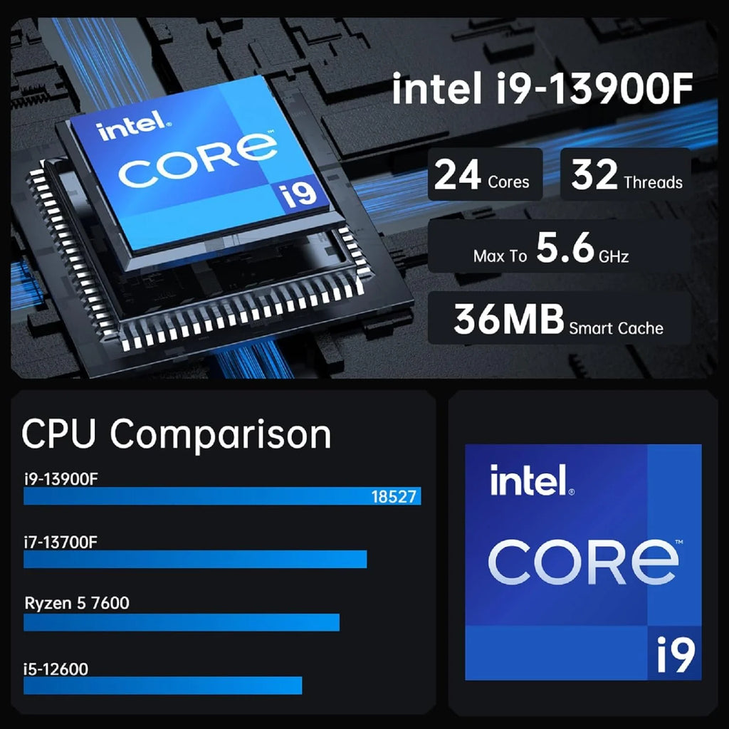 Mini Gaming PC i9-13900F GeForce RTX4070 32G DDR5 RAM 1T SSD Windows 11 Pro WiFi6E BT5.3 U4523