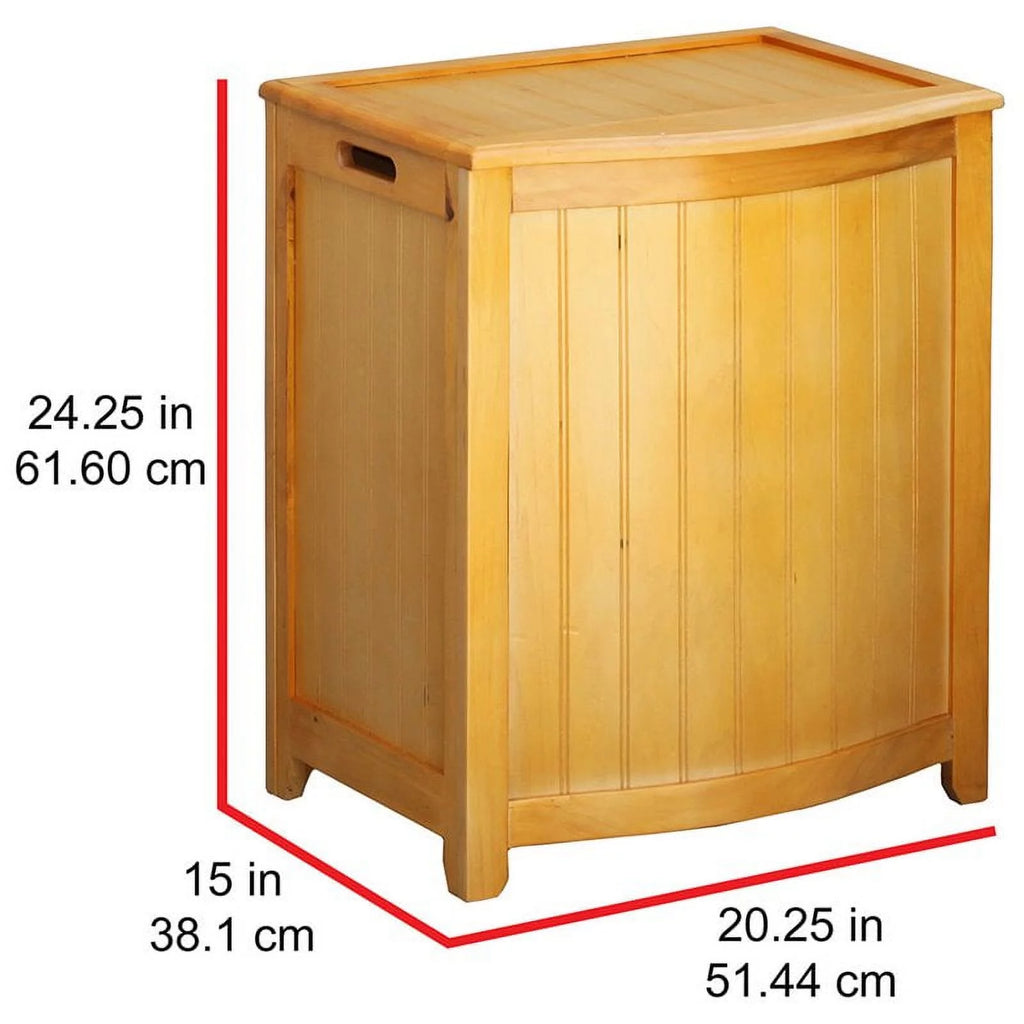 Natural Finished Wood Laundry Hamper with Interior Bag W2731