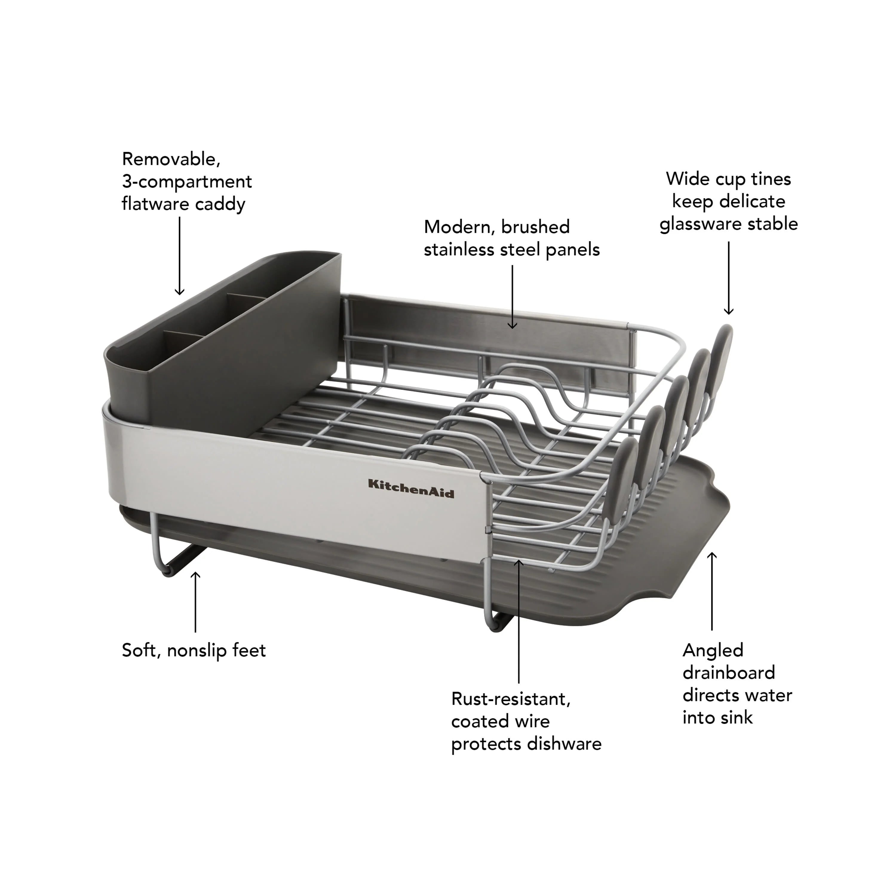 Stainless Steel Compact Dish Rack in Satin Gray R3753