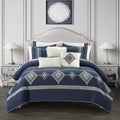 12-Piece Navy Full Comforter Set with Sheets L3115