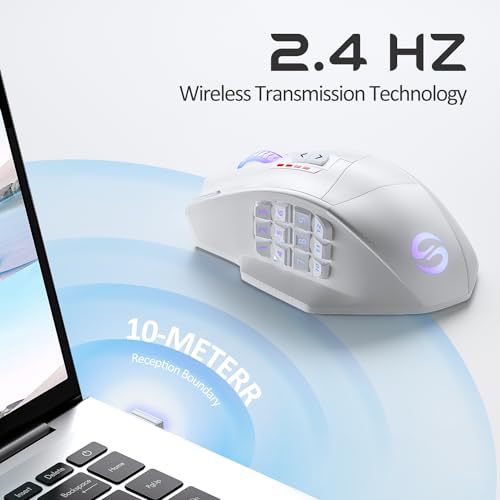 Wireless MMO Gaming Mouse, 16,000 DPI Optical Sensor, 16 Programmable Buttons H467