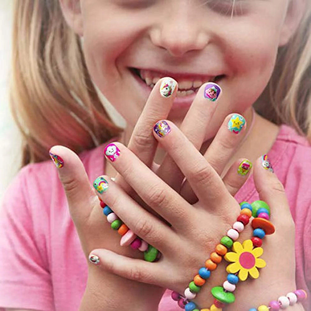 80PCS Scented Nail Polish, Pink and Blue Glitter, Unicorn Nail Stickers, Nail File, Non-Toxic Nail Art Kit I47979