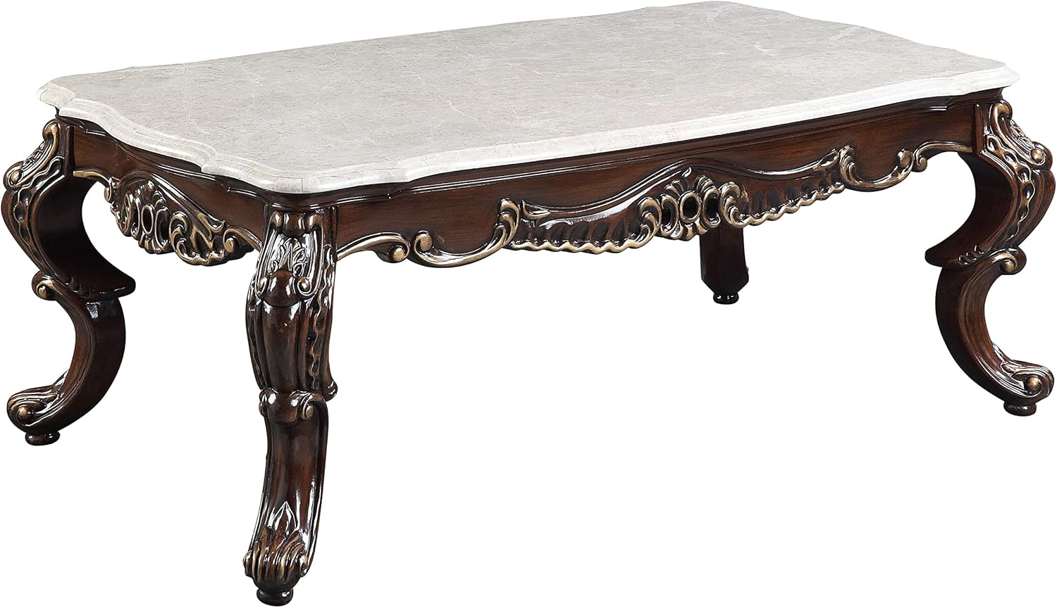 Wooden Coffee Table in Marble and Antique Oak H80314