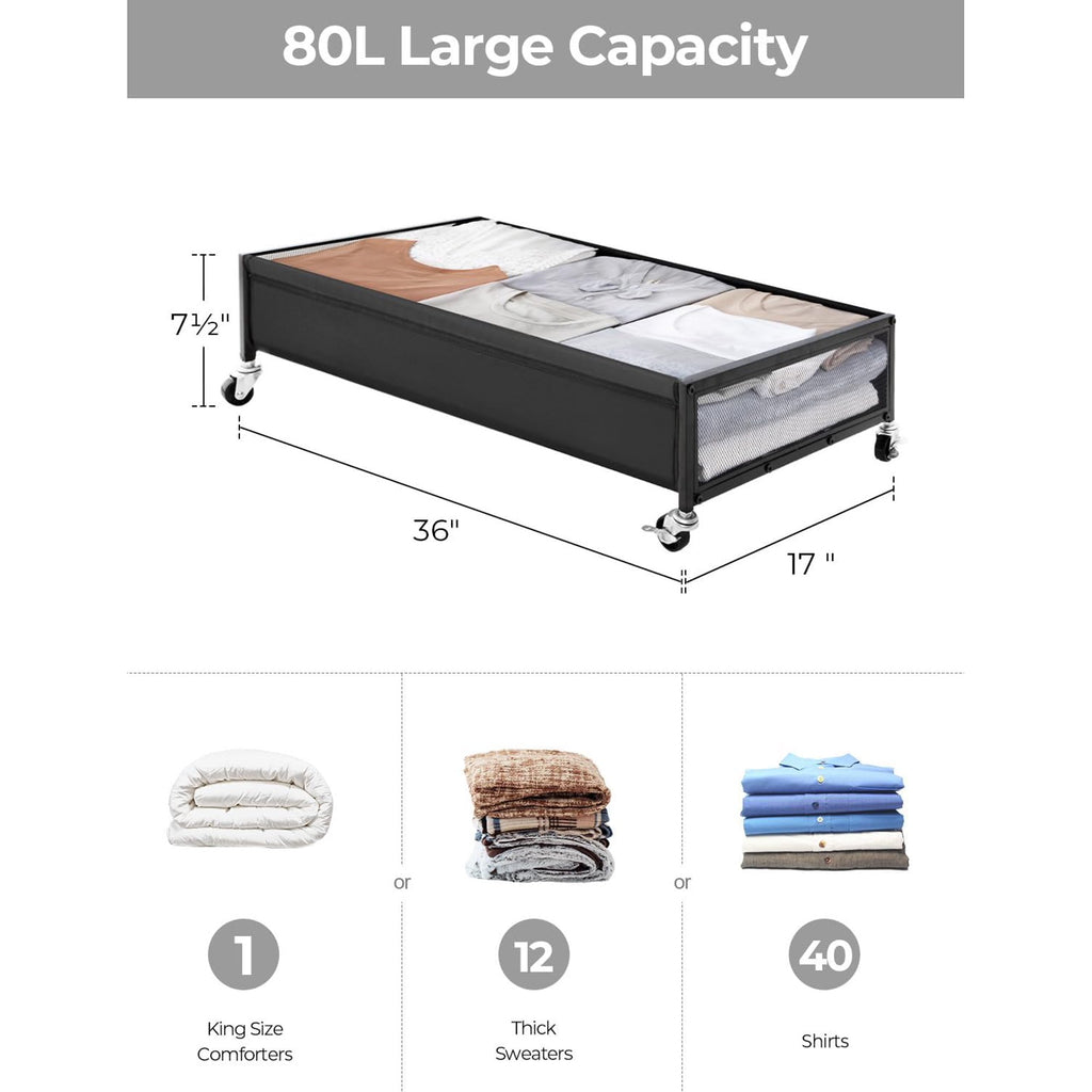 2-Pack Metal Underbed Storage Bins, 80L Y39193