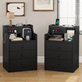 Black Nightstand Set of 2 with Storage Drawers N486620