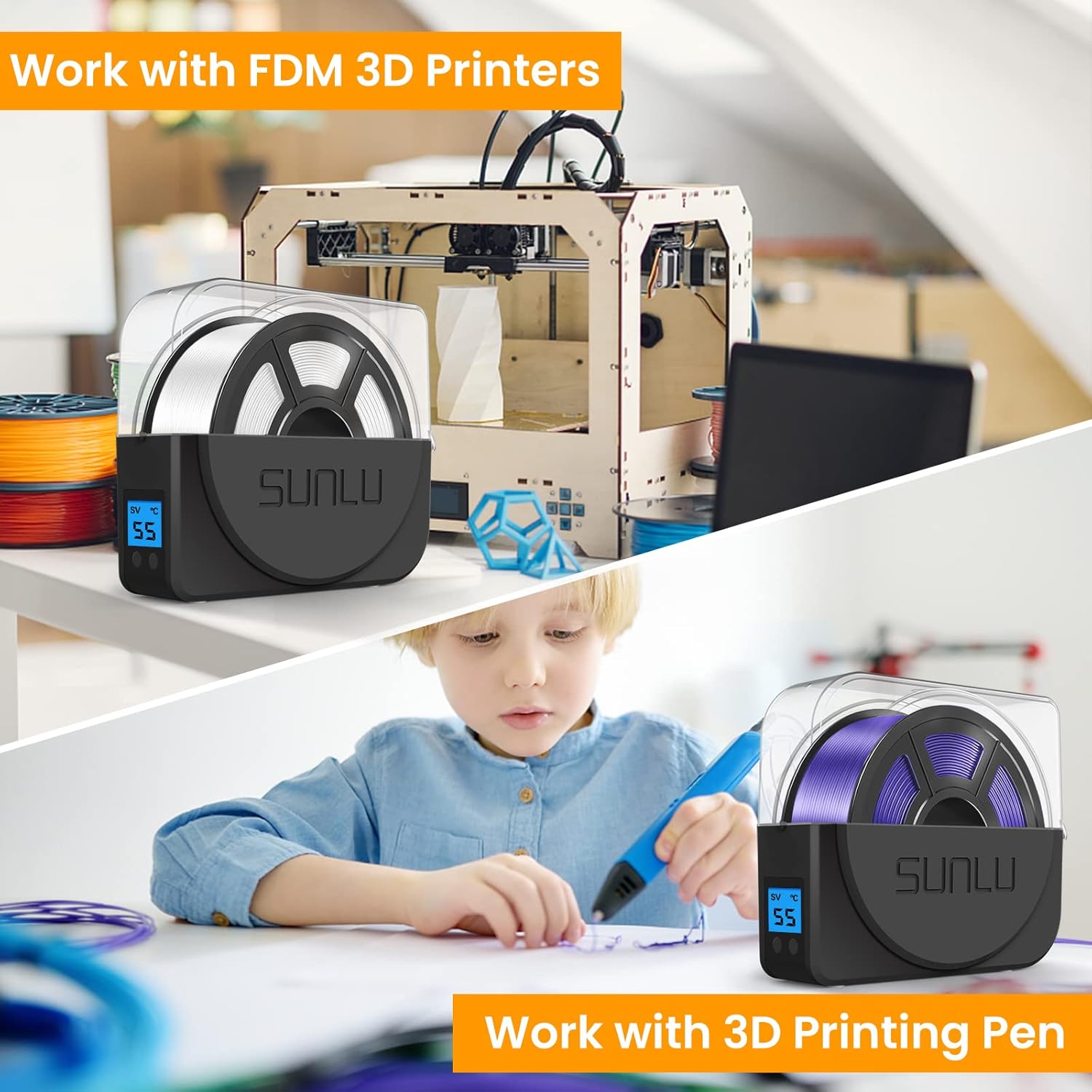 Black Filament Dryer Box Compatible with PLA PETG ABS P431