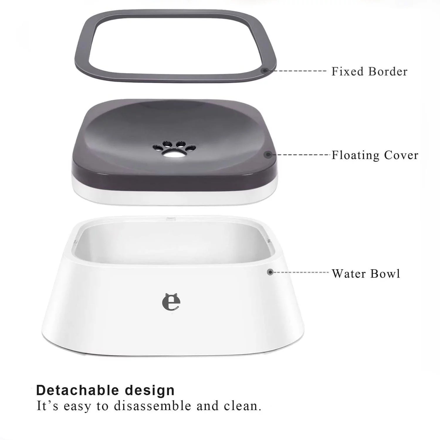 35OZ No-Spill Slow Water Feeder Dog Bowl GREY I84913
