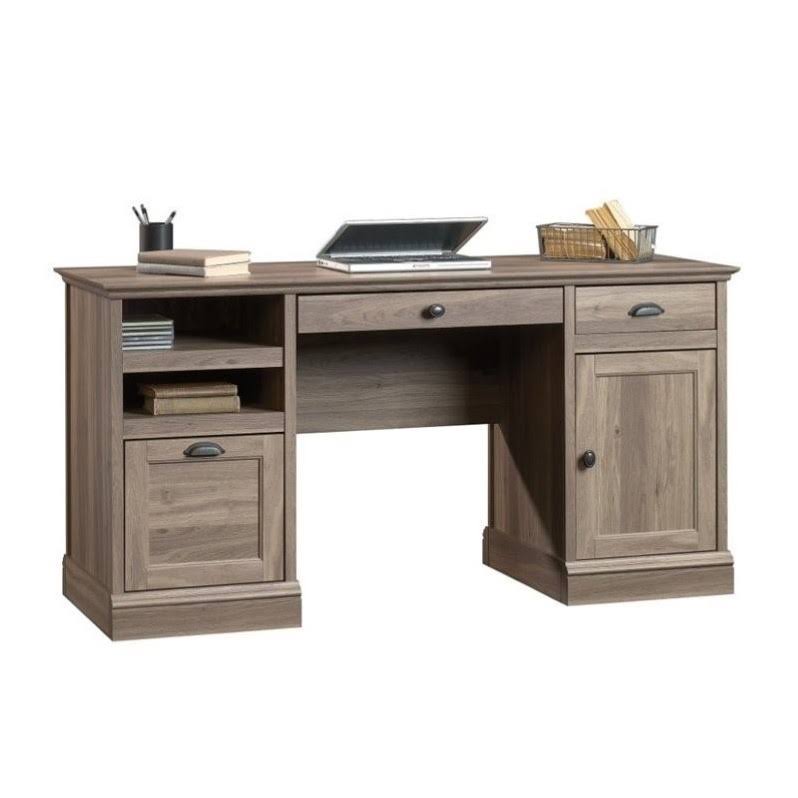 2 Piece Executive Desk and Lateral File Cabinet Set in Salt Oak R72013