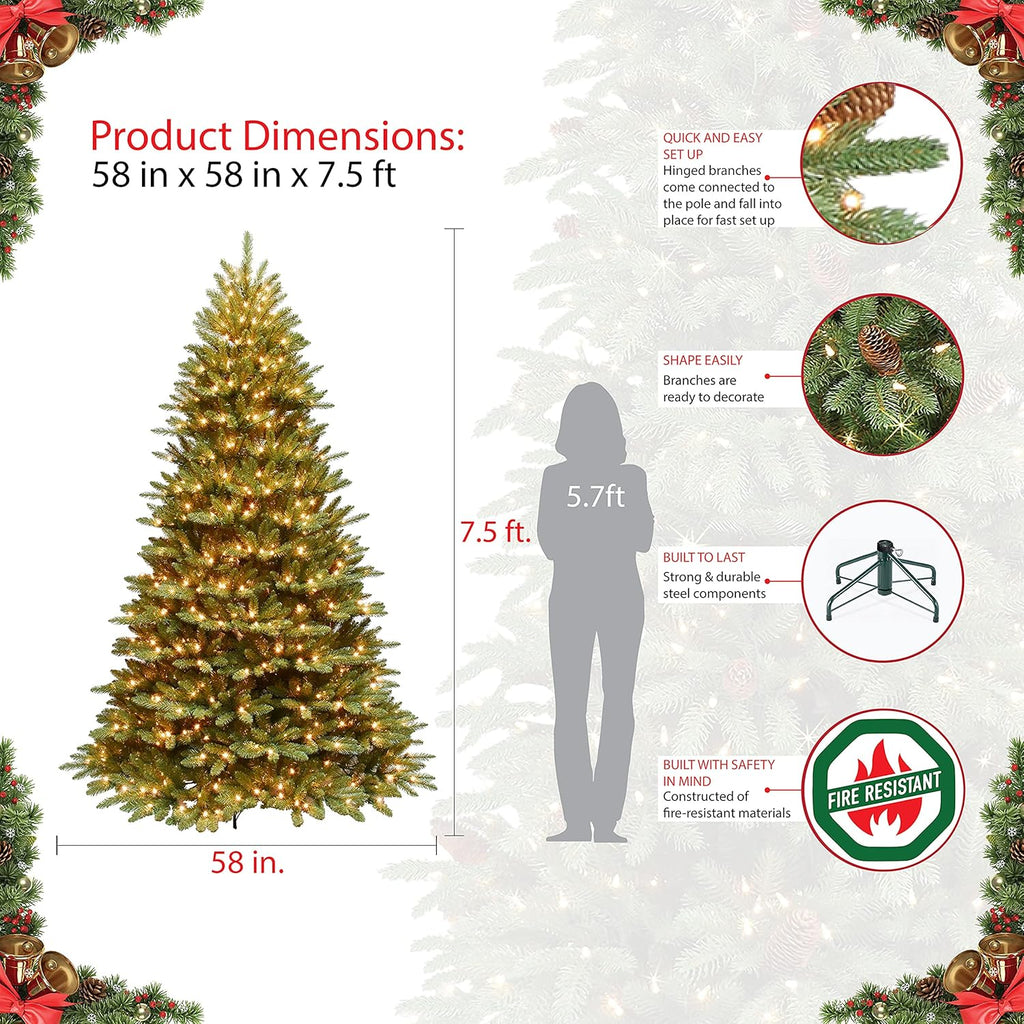 7.5 Foot Pre-Lit Green Artificial Christmas Tree with 600 Clear Lights Z48034