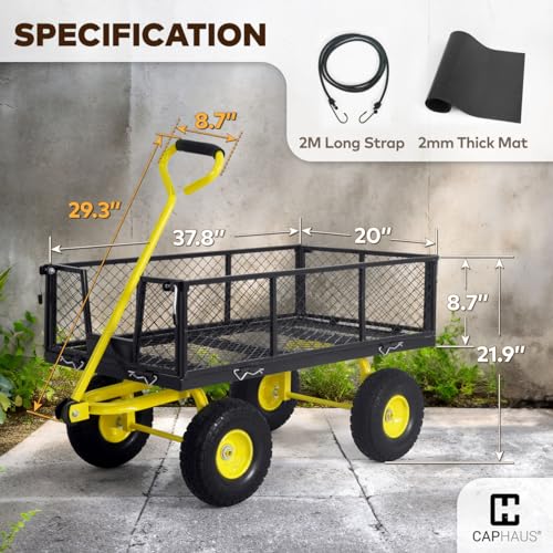 Metal Black Garden Cart with 10" Flat-Free Tires E682
