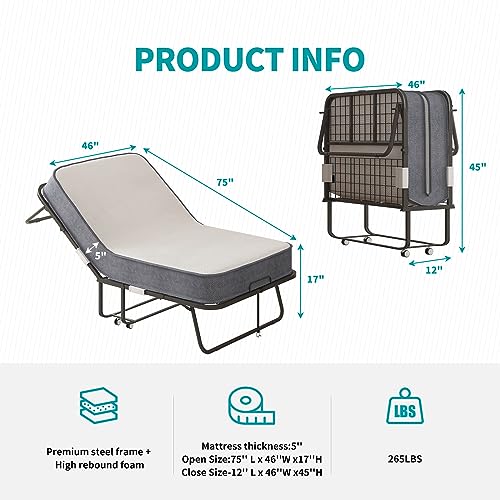 Folding Bed with 5'' Memory Foam Mattress V949