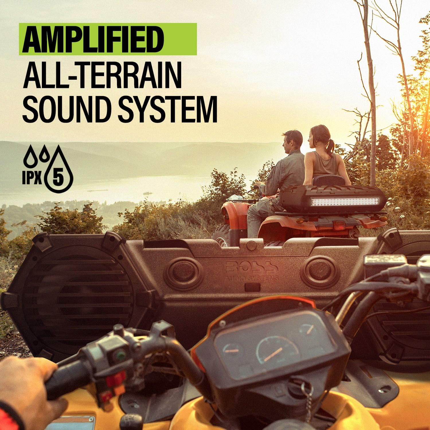 Weatherproof ATV Soundbar with 8 Inch Speakers and LED Light Bar M34689
