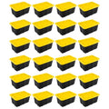 38 Gallon Black/Yellow Stackable Storage Tote with Lid, 8 Pack U998603