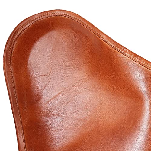 Brown Real Leather Butterfly Chair J9437