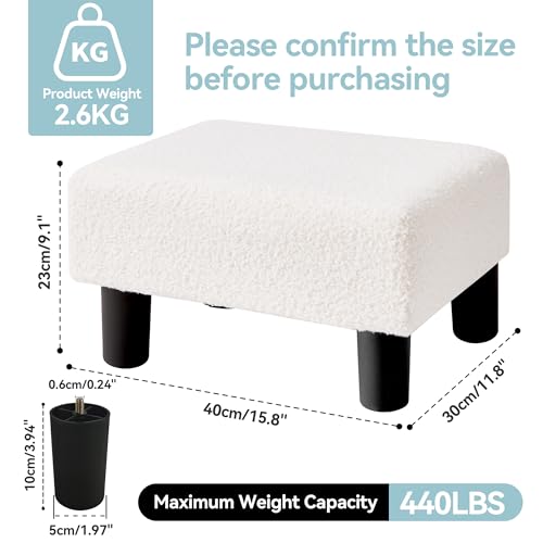 Beige Sherpa Small Rectangle Foot Stool with Legs H120161
