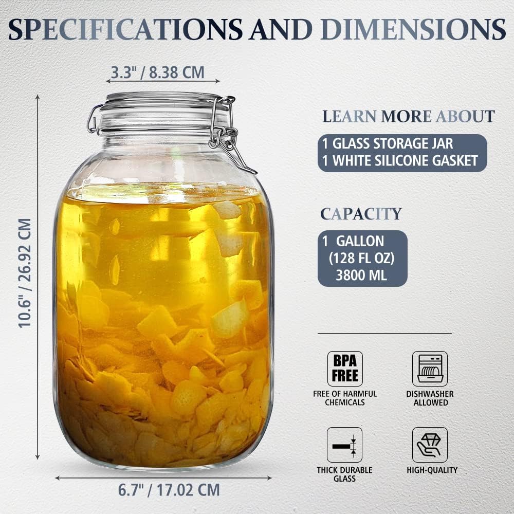 1 Gallon Glass Jar with Airtight Lid I53635