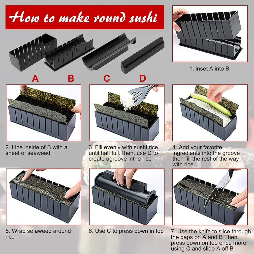 Sushi Making Kit with Bamboo Mats and Sushi Rice Roll Mold Shapes L59620