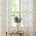 White Floral Semi Sheer Curtains 84 inch Grommet Top W38 x L84 x2 A341