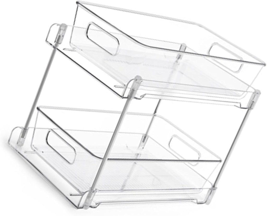 2Tier Clear Under Sink Organizer Storage Slide-Out Cabinet Rack E864641