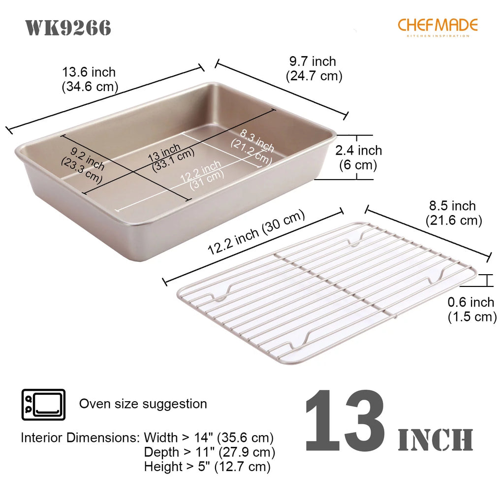13-Inch Non-Stick Rectangular Roasting Pan with Rack S621317
