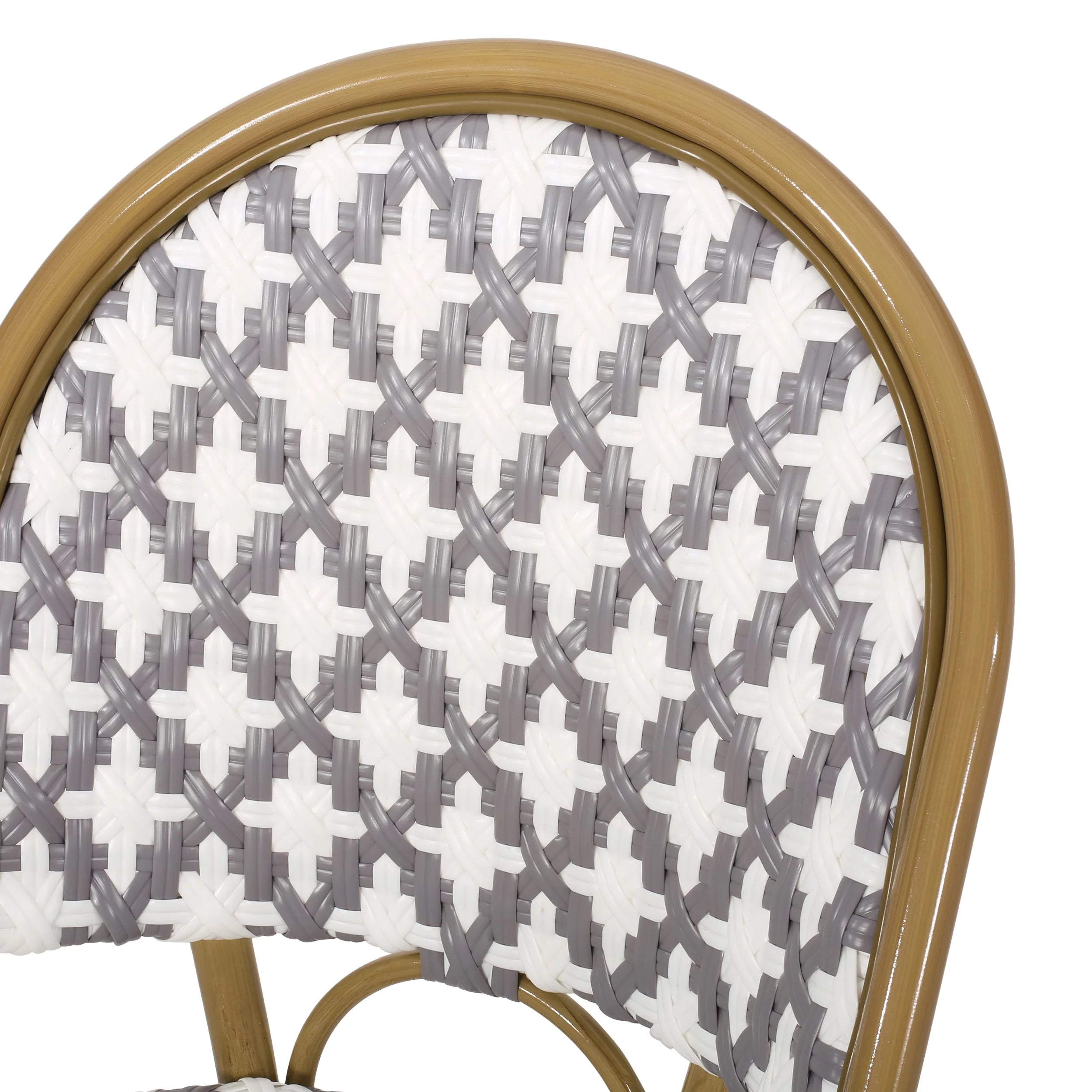Set of 4 Gray White Bamboo Finish Outdoor Bistro Chair P690