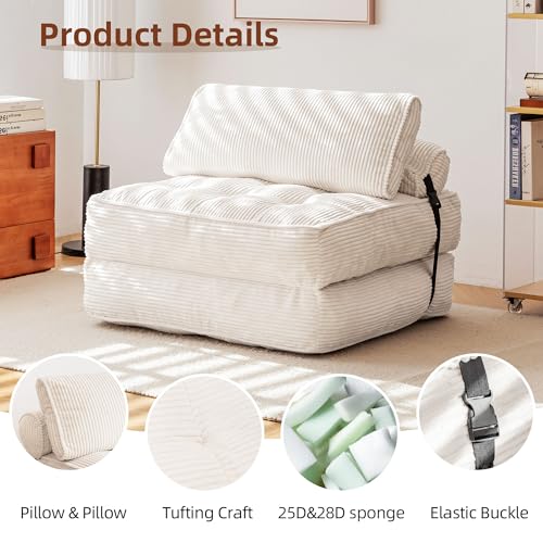 Grayish Blue Folding Sofa Bed with Corduroy Fabric Q995574