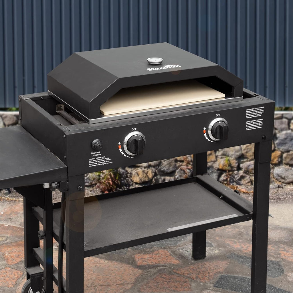 Outdoor Pizza Oven with Temperature Gauge, 17.3 in. x 12 in. Pizza Stone Y77167