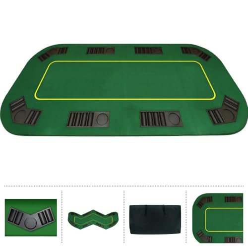 80-inch Foldable Green Poker Table Top with Cupholders and Chip Trays G676