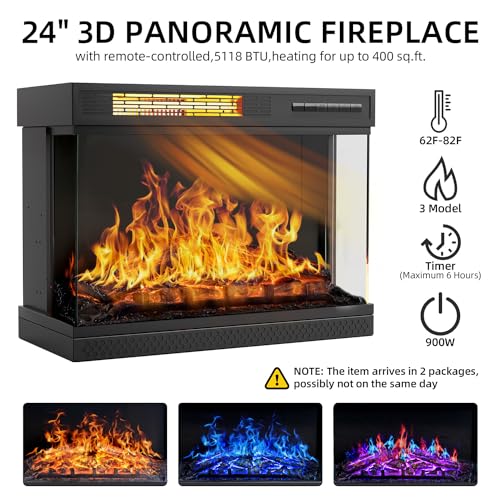 Gray Glass Fireplace TV Stand with Doors J70494