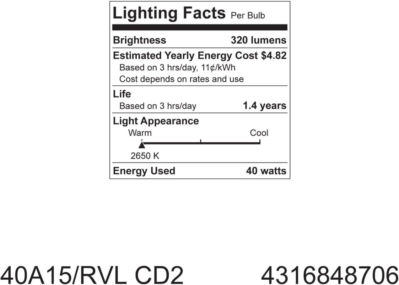 40-Watt Reveal A15 Appliance Bulb, 6 Pack E4683