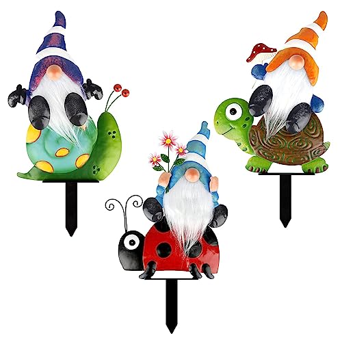 12 Inch Metal Garden Gnome Stakes 4 Pack E605