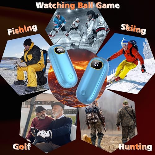Hand Warmers Rechargeable 2 Pack with Dual-Sided Heating, LED Display & Flashlight D840631