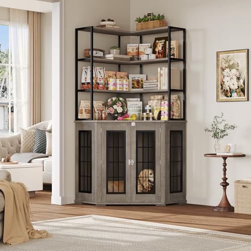 Large Dog Crate Furniture with Double Doors U696