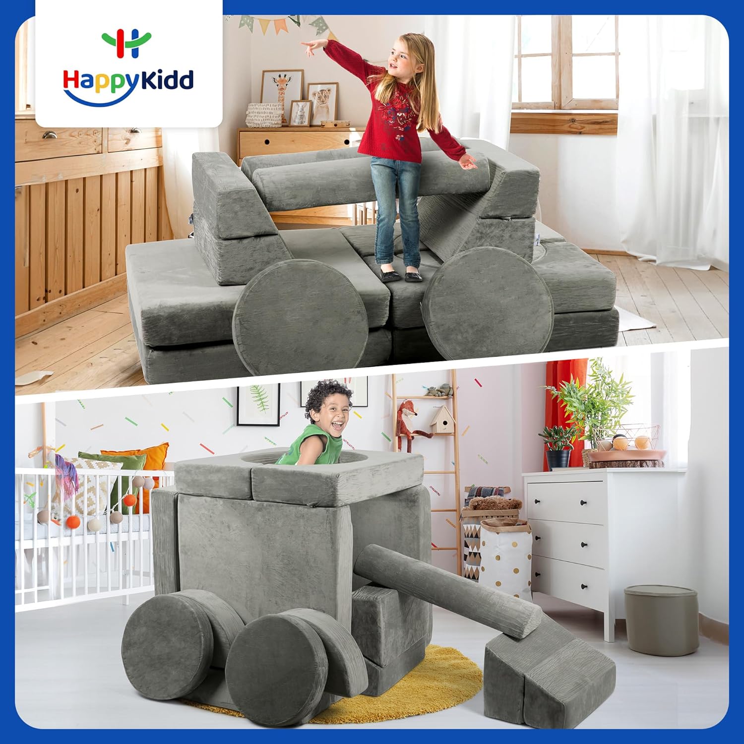 15 Pieces Buildable Plush Play Couch Panels with Ball Pit Square C7168