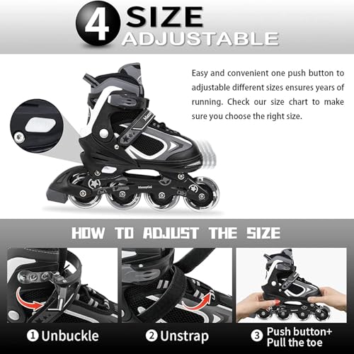 Adjustable Inline Skates with Light up Wheels X771430
